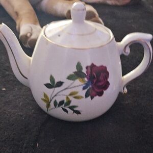 Floral Teapot with Gold Accents
